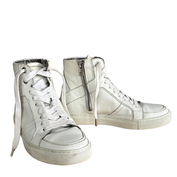 Zadig & Voltaire Women's White Leather ZV1747 Flash High-Top Sneakers size 7/37 - Picture 2 of 12